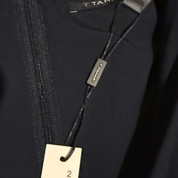 T Tahari Navy Sleeveless Pleated Dress - Picture 2 of 5